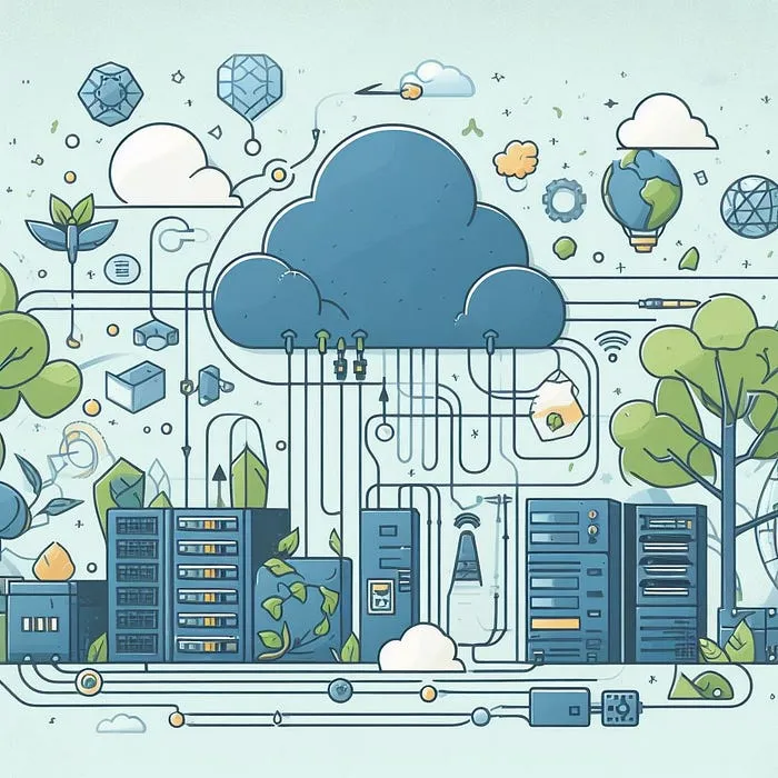 Bing Image Generator prompt: cloud infrastructure as code very simple with a nature theme